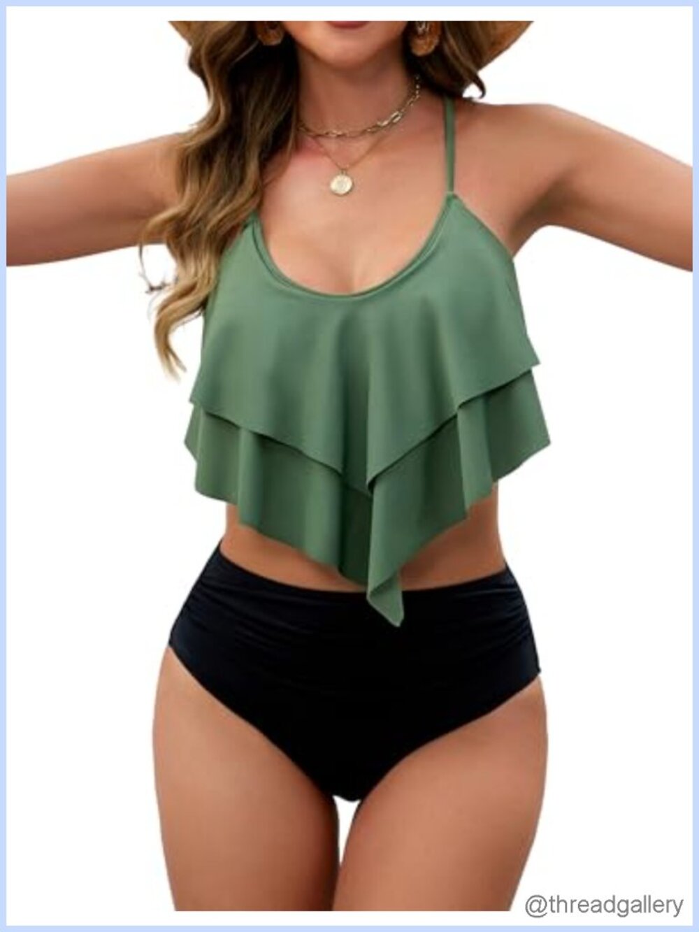 Women's High Waisted Tummy Control Bikini Set with Push Up Bra 2 Piece Swimsuit